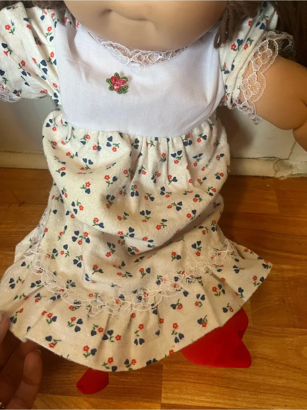 Vintage 80’s Cabbage Patch Doll with Floral Top & Red Tights
